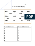 Countable and Uncountable Worksheet