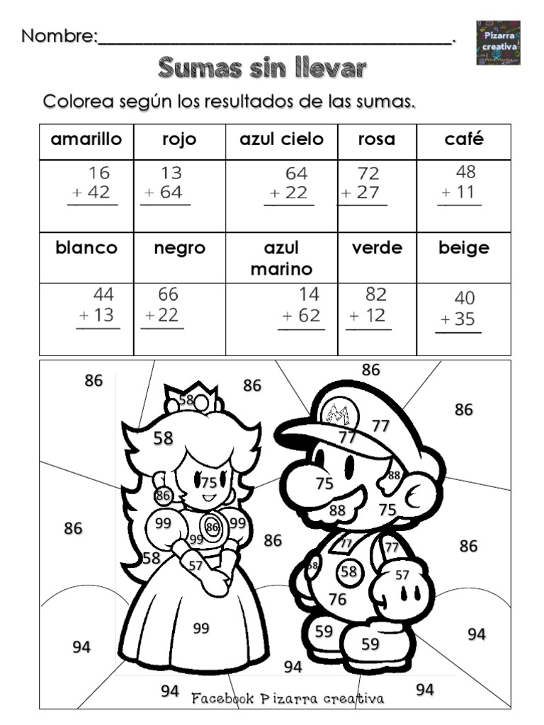 Sumas y Restas Mario Bros | PDF | Diseño gráfico | Visión