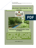 Municipalidad Provincial de Casma: Estudio de Preinversión A Nivel de Perfil