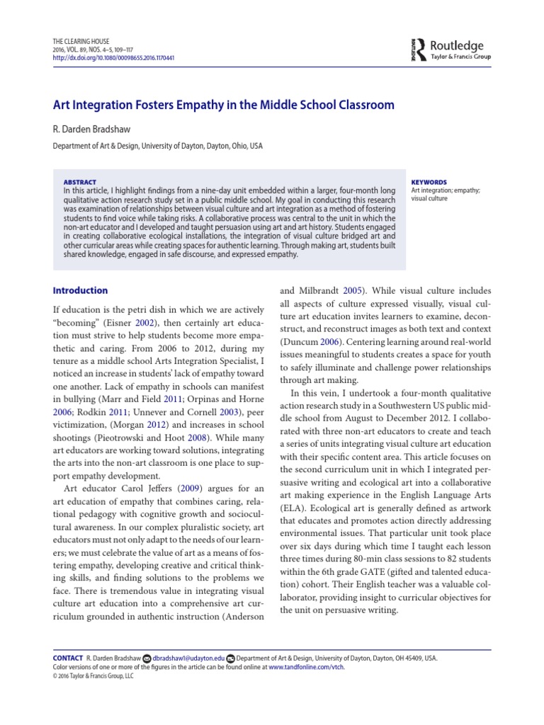 Art Integration Fosters Empathy in The Middle School Classroom. | PDF ...