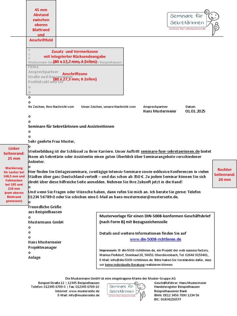 Vorlage Fuer Geschaeftsbrief - Form B - Mit Bezugszeichenzeile | PDF