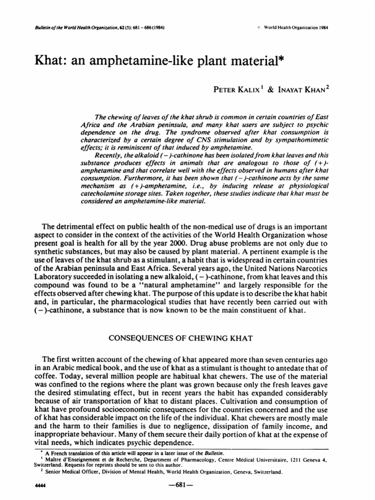 Khat: Amphetamine-Like Material : An Plant | PDF | Stimulant | Pharmacology
