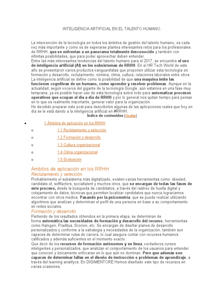 Aplicaciones de IA en Recursos Humanos | PDF | Gestión de recursos ...