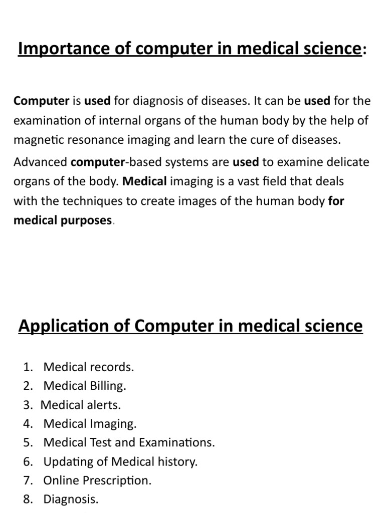 Role of Computers in Medical Science | PDF | Medical Diagnosis ...