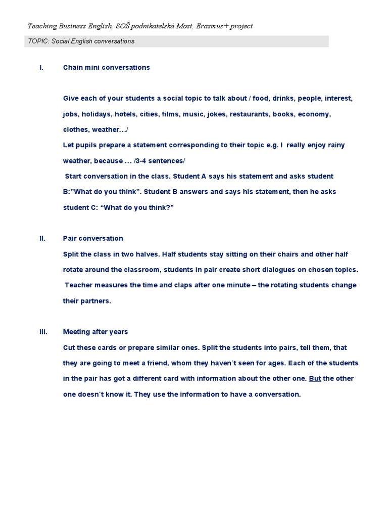 Engaging Social English Activities | PDF | Language Arts & Discipline ...