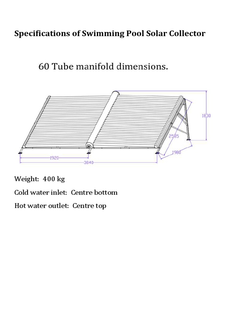 Specifications of Swimming Pool Solar Collector | PDF