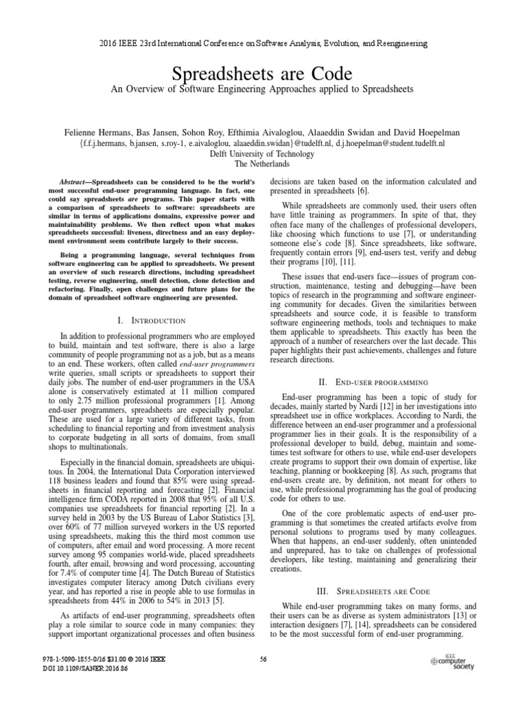 Spreadsheets Are Code | PDF | Spreadsheet | Programmer