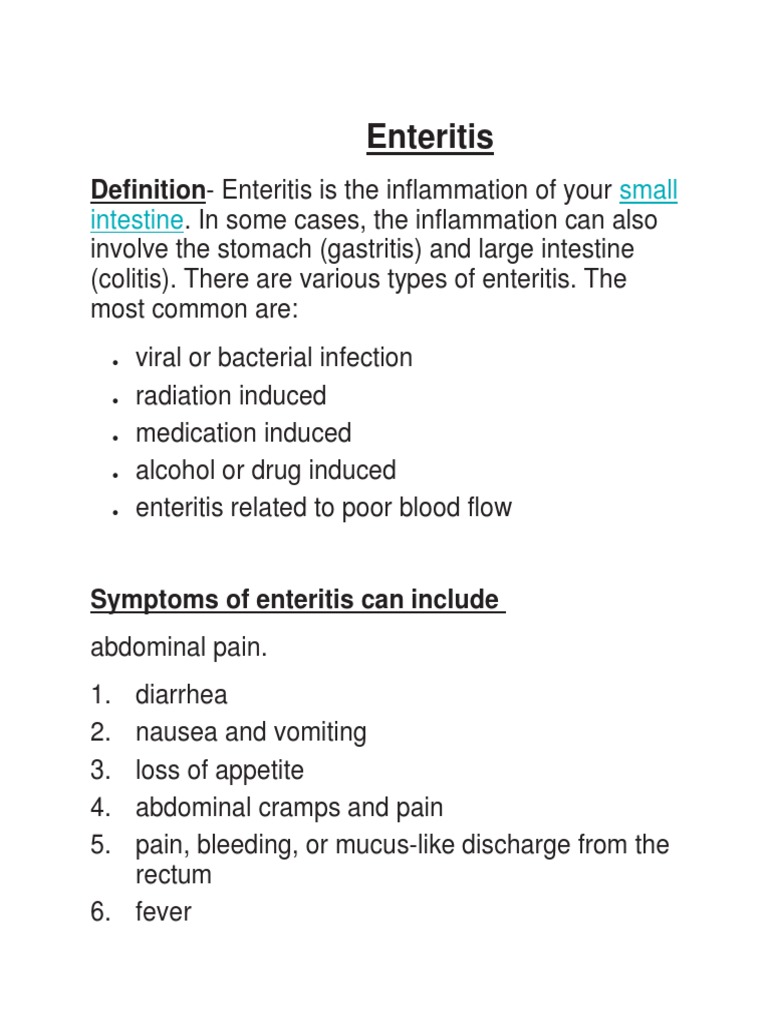 Enteritis DefinitionEnteritis Is The Inflammation of Your PDF
