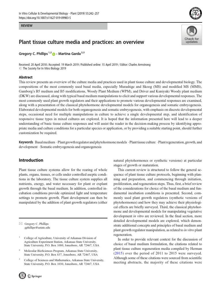 Overview of Plant Tissue Culture Media | PDF | Plant Hormone | Auxin
