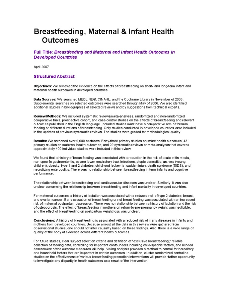 Breastfeeding PDF Breastfeeding Systematic Review