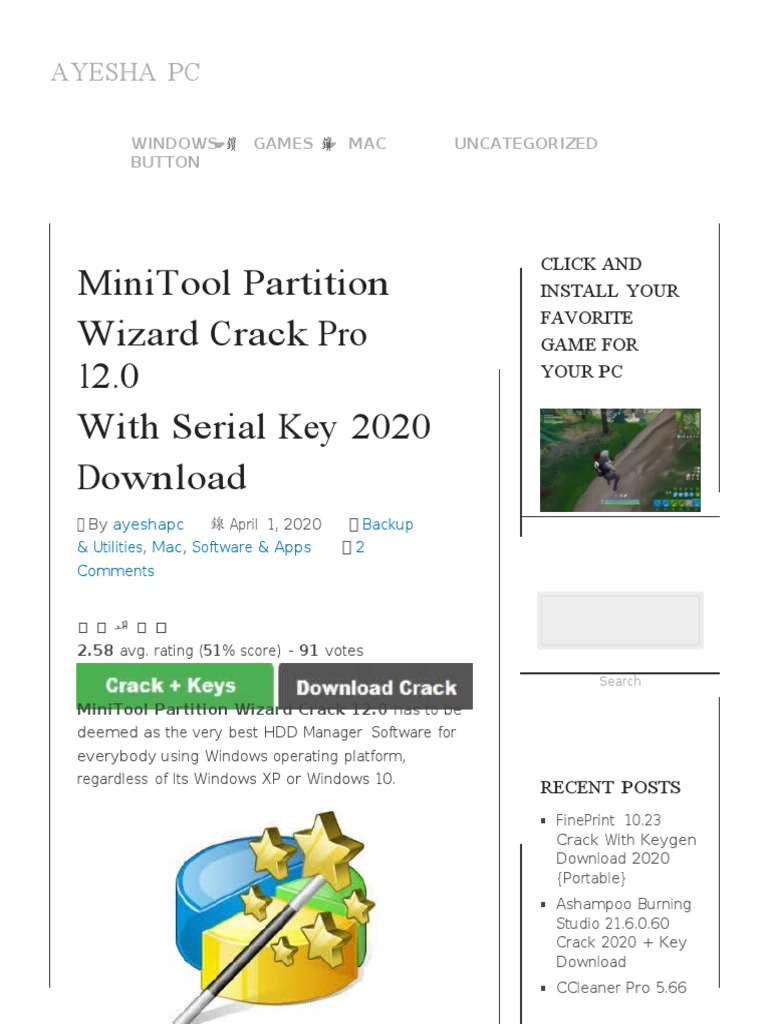 Minitool Partition Wizard Crack Pro 12.0 + Serial Keygen 2020 Download |  Pdf | Microsoft Windows | Hard Disk Drive