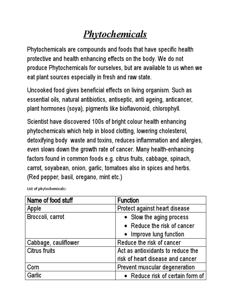 Phytochemicals and Their Health Benefits | PDF | Cancer | Foods