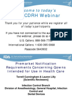 Welcome To Today's: FDA/CDRH Webinar