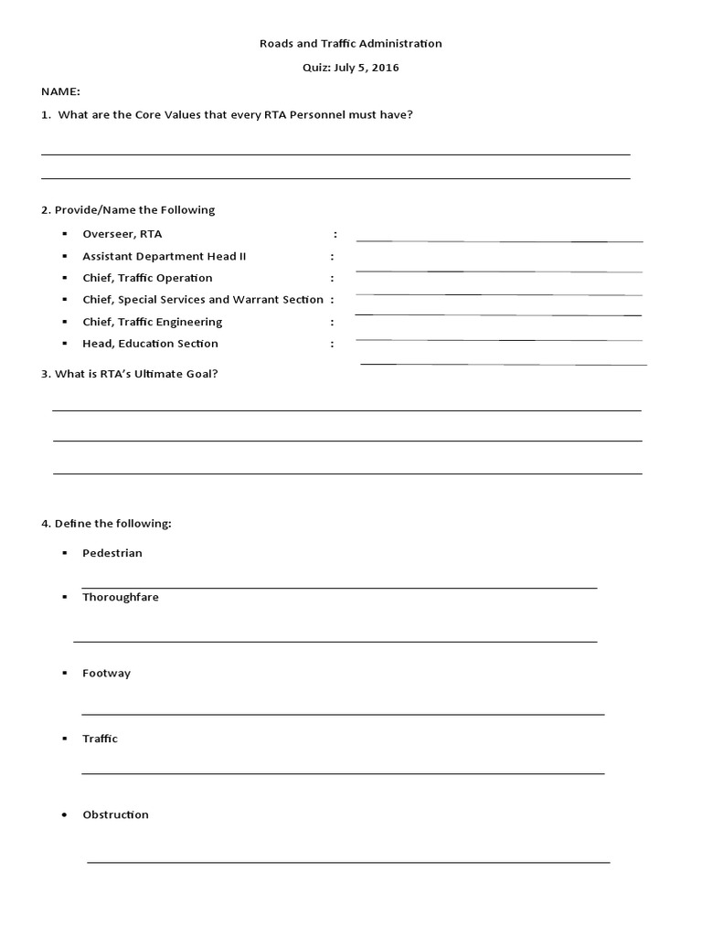 Core Values Quiz PDF