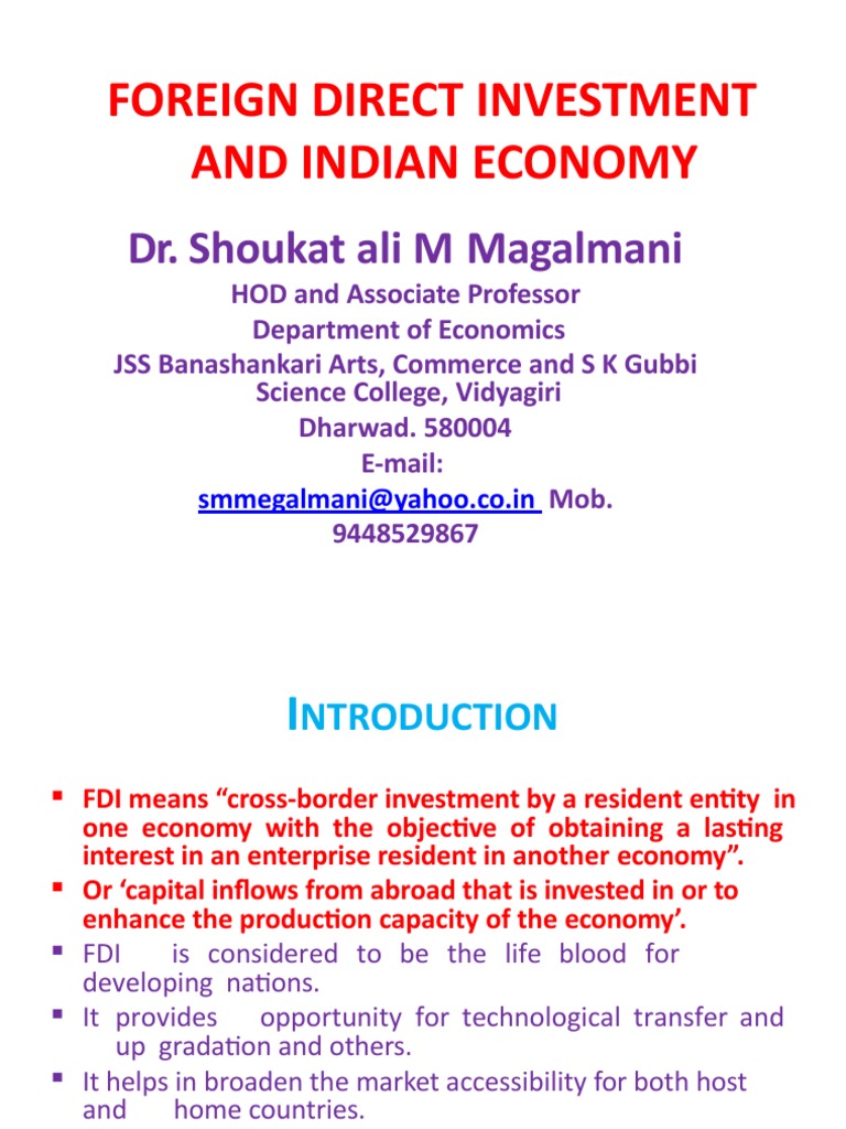 Impact of FDI on India's Economy | PDF | Foreign Direct Investment ...