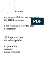 Pursue To Pursue A Career My Responsibilities Are Managing The HR Department I Am Responsible For The HR Department