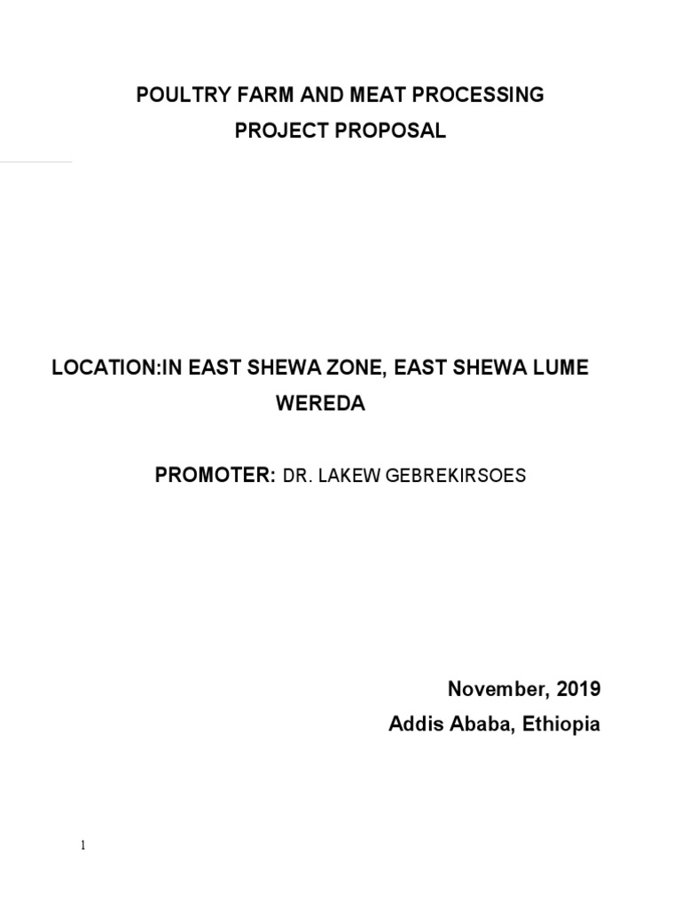 Poultry Farm and Meat Processing Project Proposal Dr. Lakew