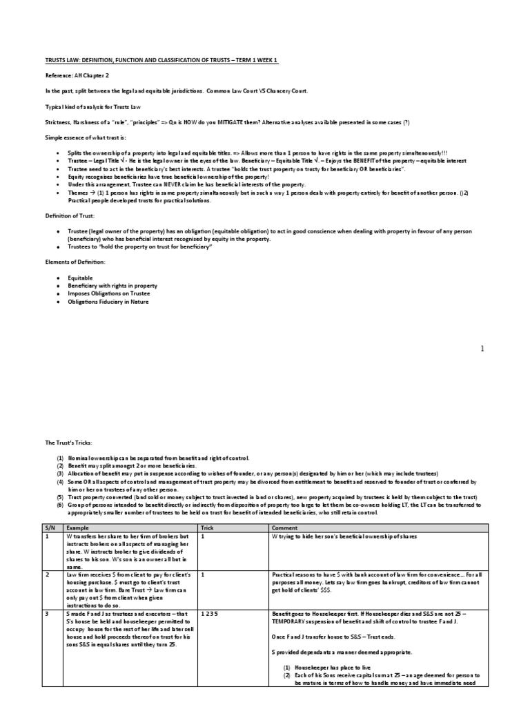 Trust Law: Definition and Classification | PDF | English Trust Law ...