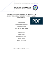 The Learning Difficulties in Mathematics of Grade 7 Students at Benigno "Ninoy" S. Aquino High School