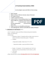 ISC Grade 12 Psychology Project Guidelines-STRESS Aim - Aim of This Study Is To Investigate Causes and Effects of Stress Among