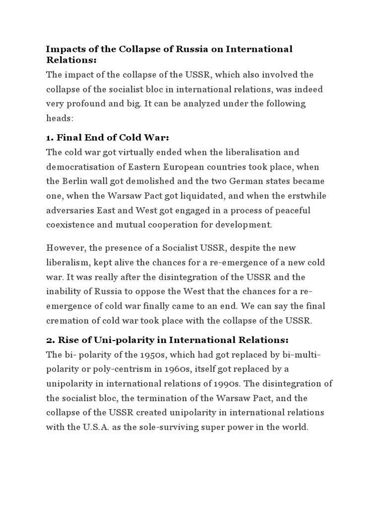 Global Shifts Post-USSR Collapse | PDF | Soviet Union | World Politics