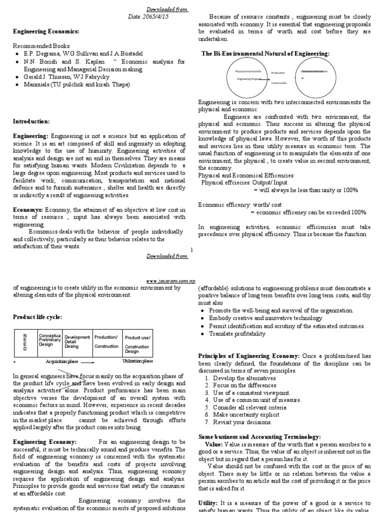 Engineering Economics1 | PDF | Value (Economics) | Economics