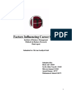 Factors Influencing Career Choice: Institute of Business Management Methods in Business Research Final Report