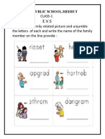 Class-1 Look at Each Family Related Picture and Unjumble The Letters of Each and Write The Name of The Family Member On The Line Provide