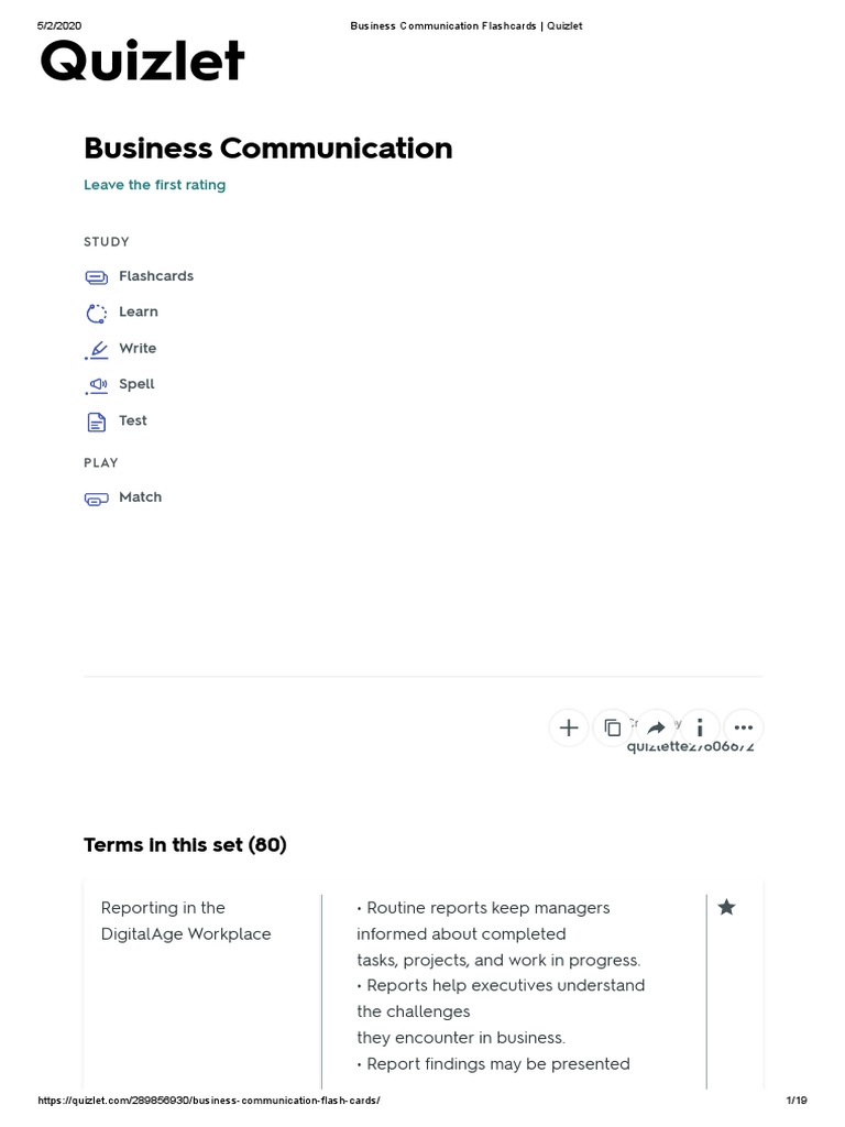 Business Communication Flashcards - Quizlet PDF | PDF | Communication ...