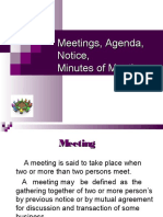 Meetings, Agenda, Notice, Minutes of Meeting