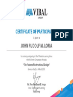 Certificate of Participation: John Rudolf M. Loria