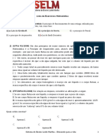 Lista de exercícios de princípios hidrostáticos