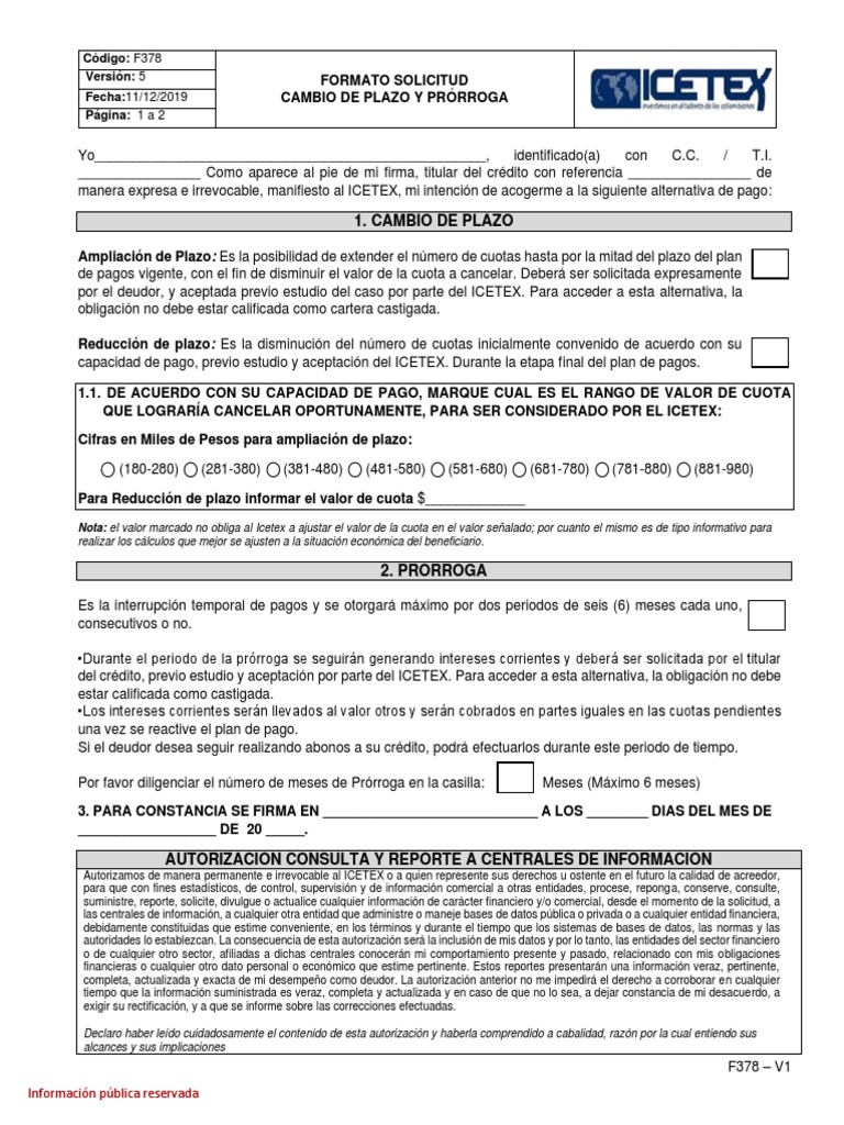 Formulario Icetex Pdf Credito Finanzas Y Administracion Del Dinero