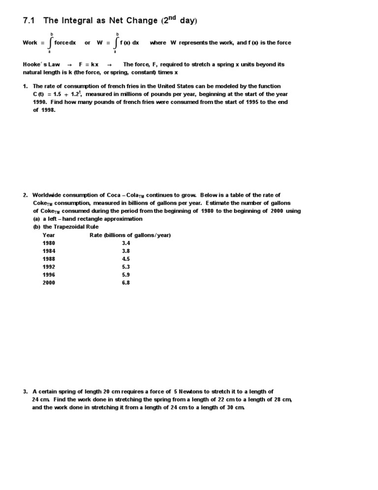 Work Calculations Using Integrals and Forces | PDF | Home & Garden ...