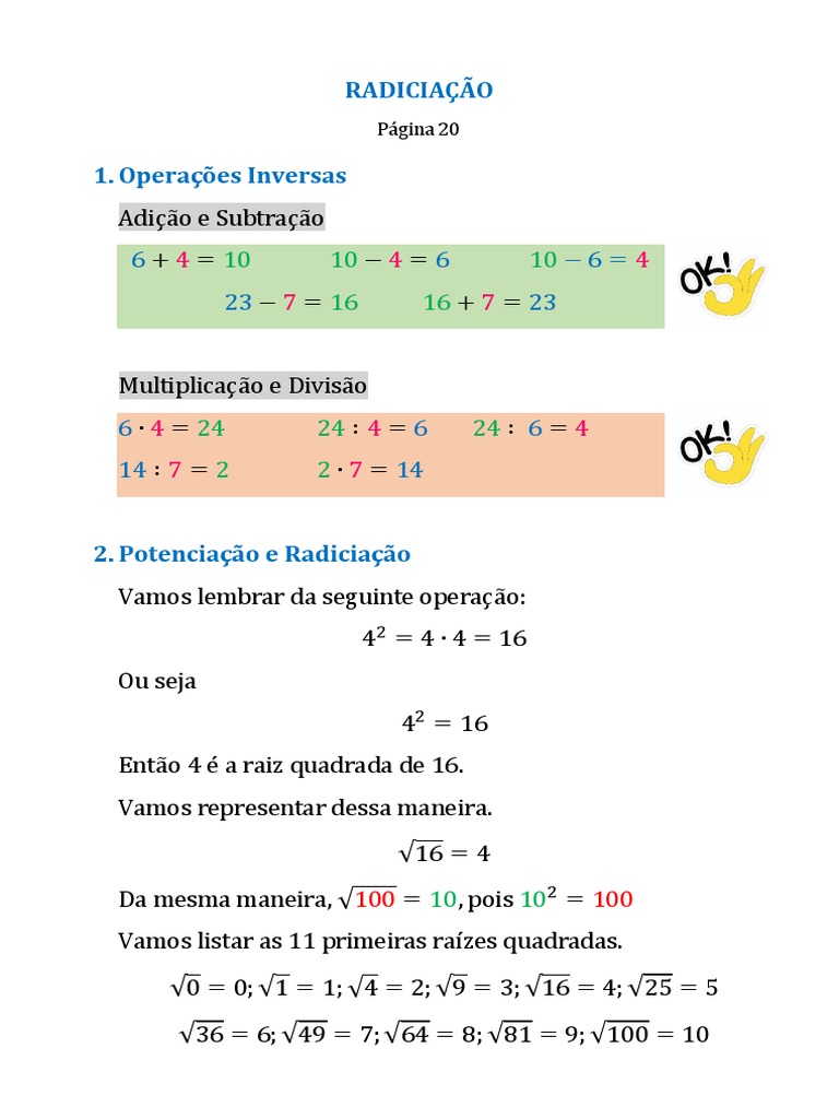 Atividades de Radiciação para 6º Ano | PDF | Raiz quadrada | Analise ...