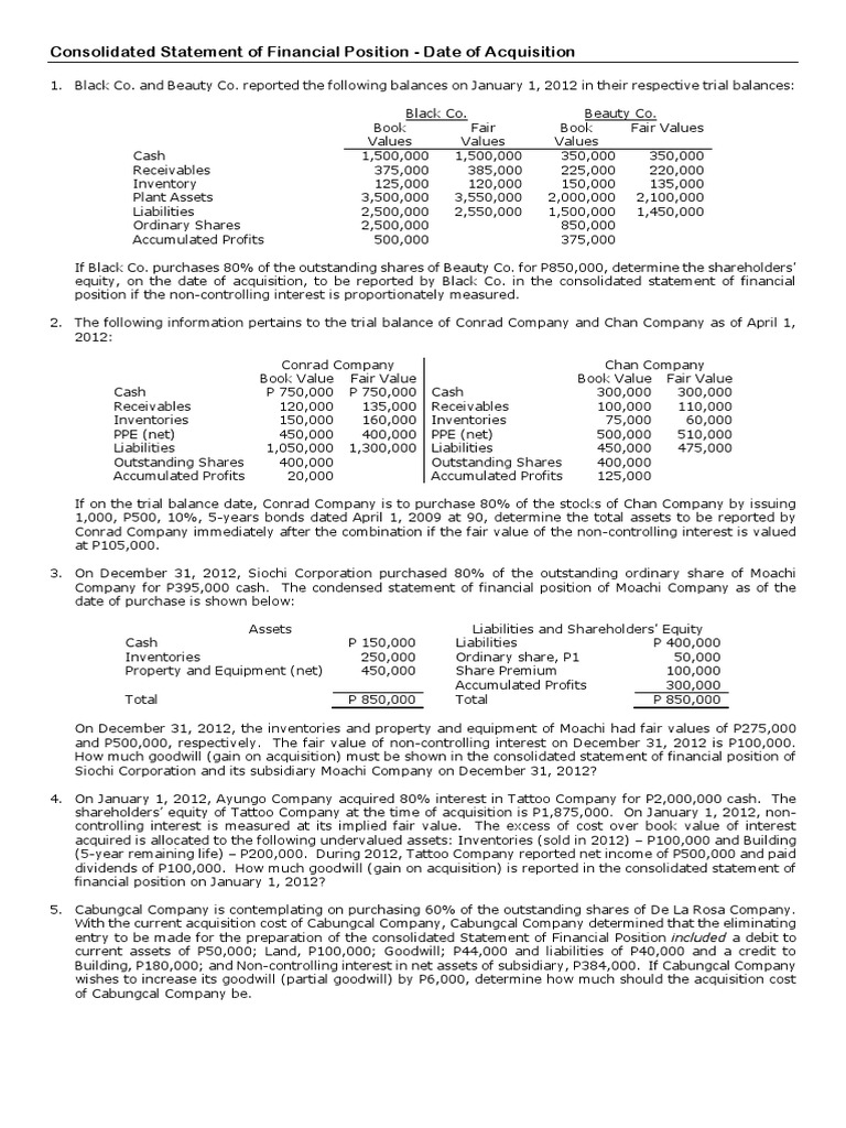 Consolidated Financial Position Analysis | PDF | Book Value | Balance Sheet