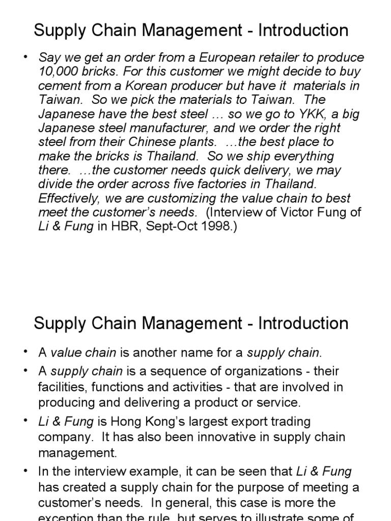 Introduction to Supply Chain Management | PDF | Supply Chain | Supply ...
