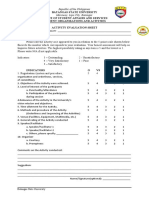 Batangas State University Office of Student Affairs and Services Student Organizations and Acivities Activity Evaluation Sheet