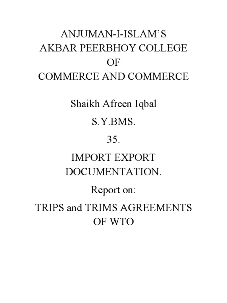 Trips and Trims PDF Trips Agreement World Trade Organization