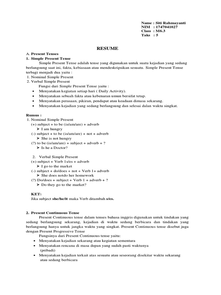 RESUME Tenses Present Past amp - 1707958722