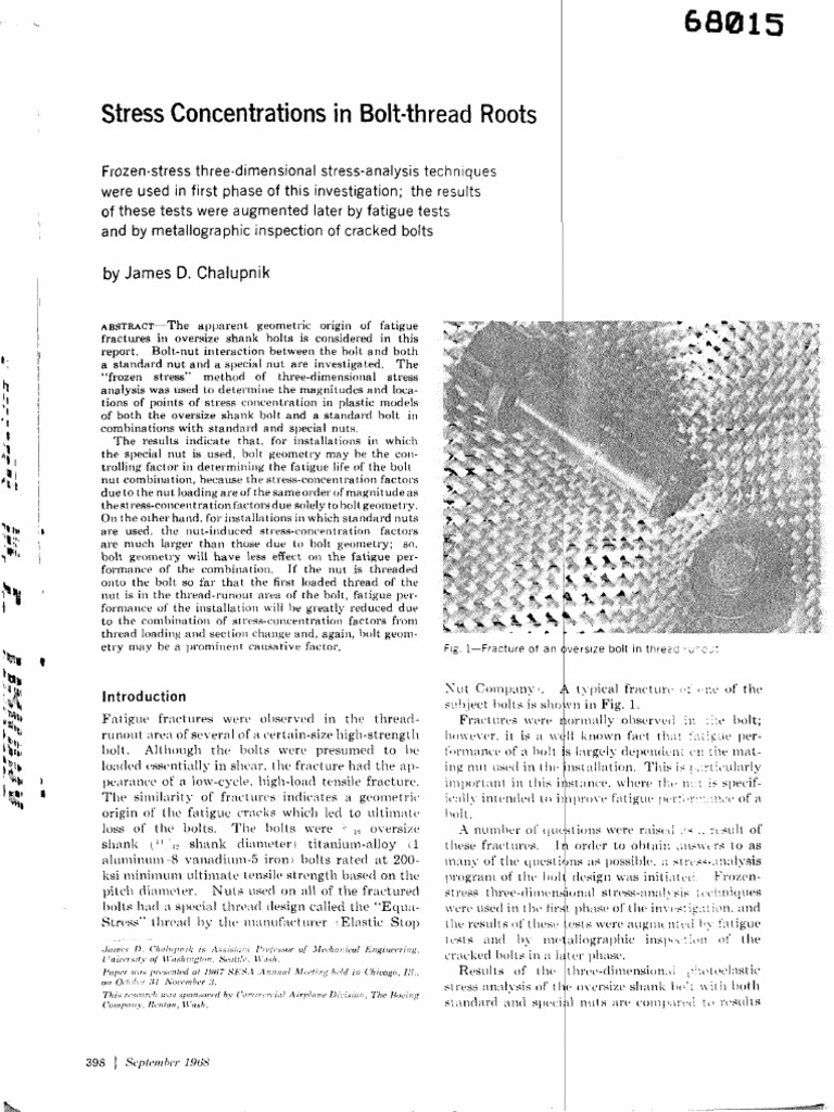 Stress Concentrations in Bolt-Thread: Roots | PDF | Fatigue (Material ...
