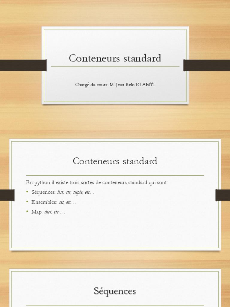 Conteneurs standards en Python | PDF | Python (Langage de programmation ...