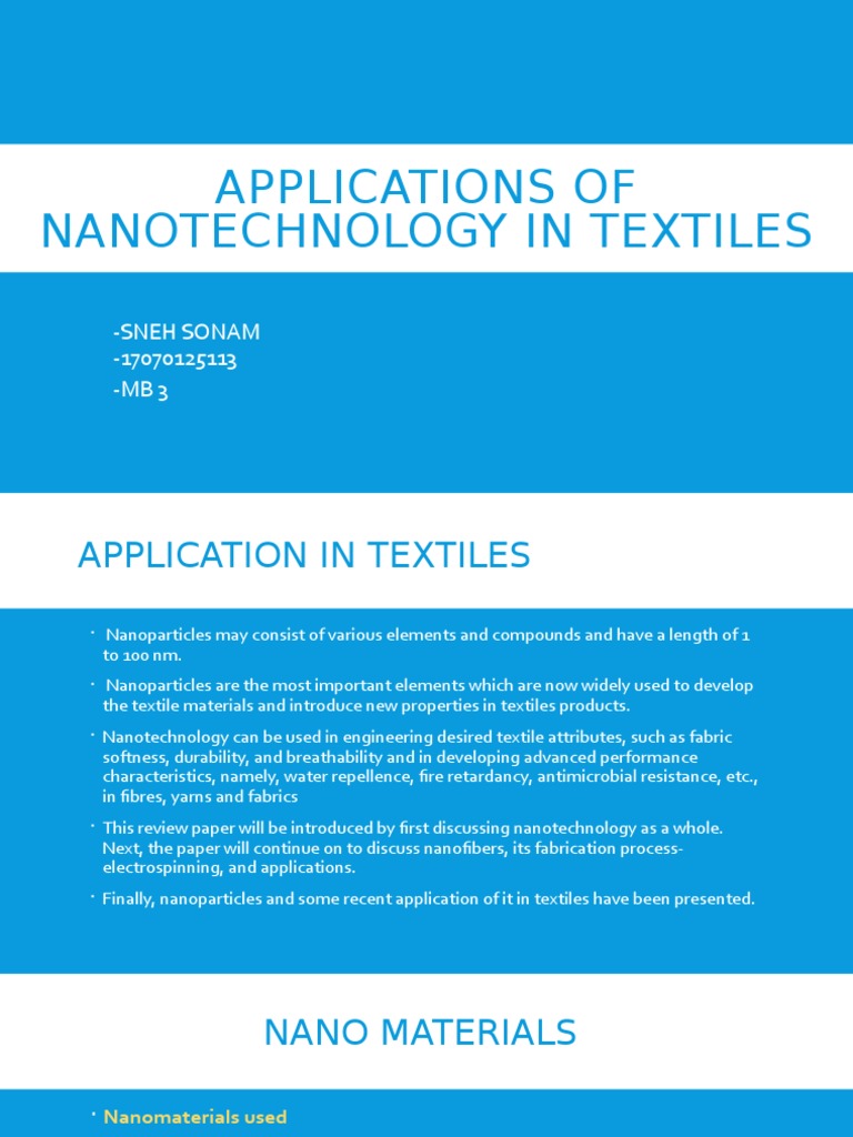 Nanotechnology Applications in Textiles | PDF | Titanium Dioxide ...