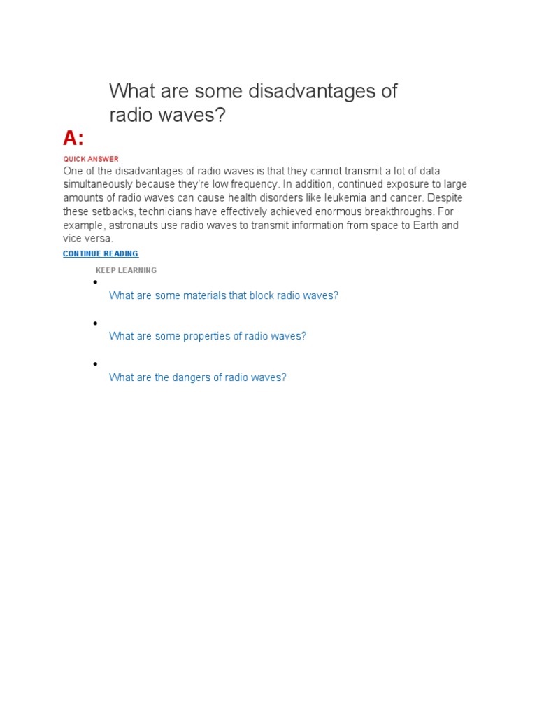 What Are Some Materials That Block Radio Waves? PDF Radio Wave Radio
