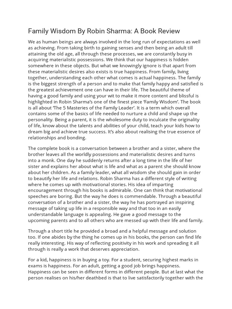 Family Wisdom By Robin Sharma Pdf Wisdom