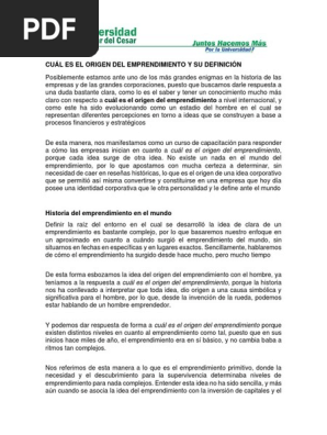 Origen del emprendimiento pdf