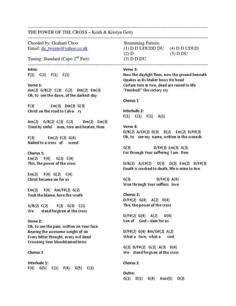 The Power of The Cross Lyrics and Chords PDF Song Structure