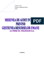 Misiunea de Audit Intern Privind Gestiunea Resurselor Umane