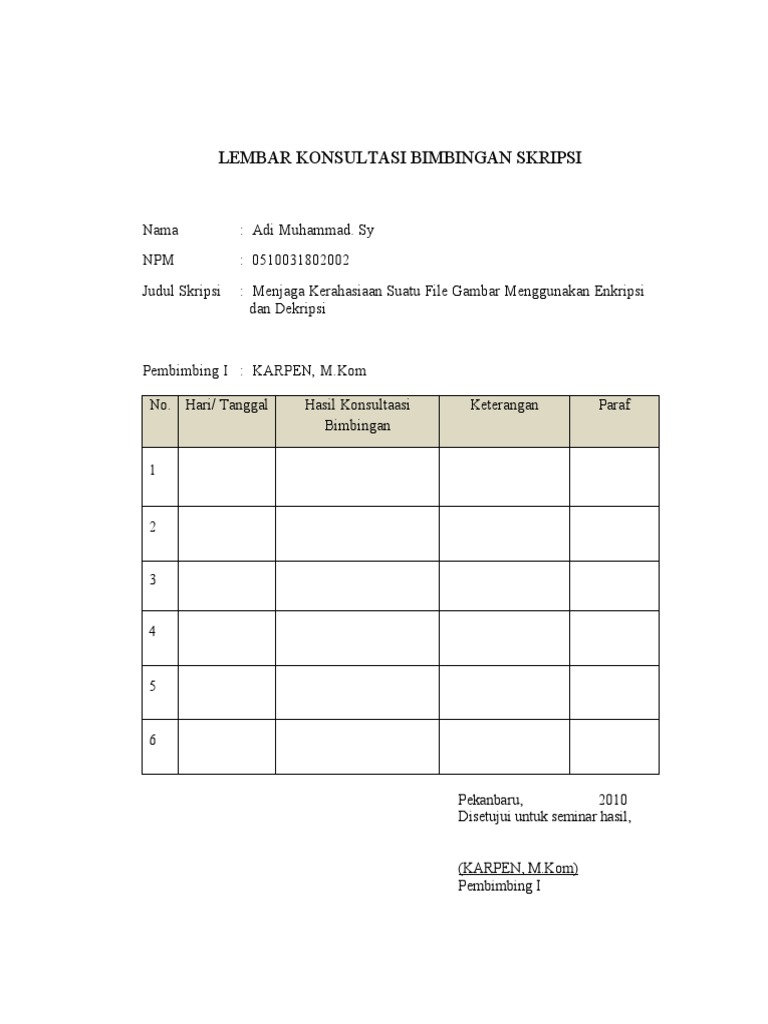 Lembar Konsultasi Bimbingan Skripsi
