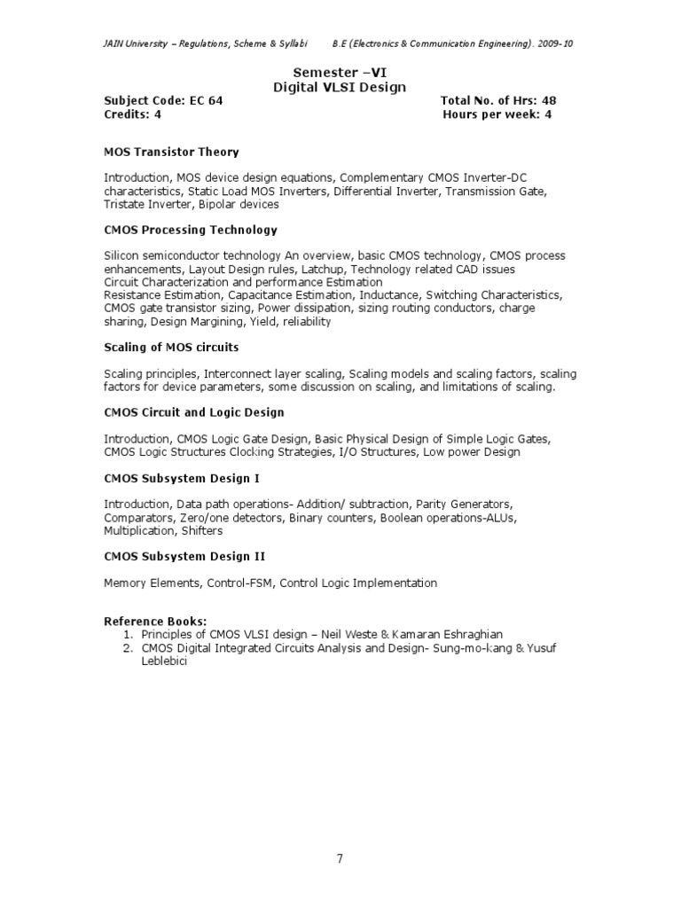 Digital VLSI Design Course Overview | PDF | Field Effect Transistor ...
